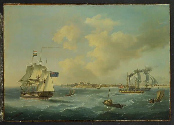 A 44-Gun Frigate, a Passenger Paddle-Steamer and other Shipping off St
