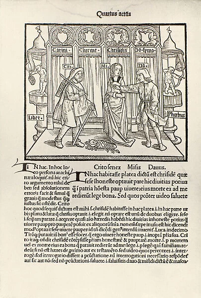 The 4th act of Andria by Publius Terentius Afer, from Terentii Comoediae Sex, by Johann Trechsel, published Lyon, 1493 (engraving)