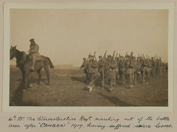 4th: Bn. The Worcestershire Regt. marching out of the battle area after CAMBRAI