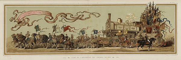 50th anniversary of the Belgian railways, 1885 (colour litho)