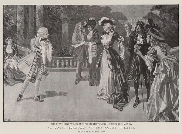 'A Court Scandal'at the Court Theatre (engraving)