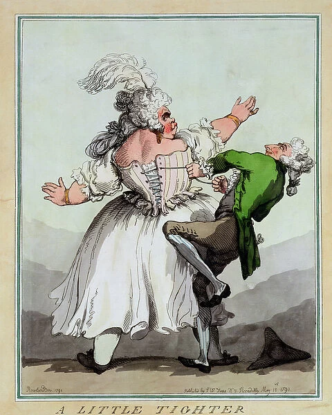 'A Little Tighter', pub. by S. W. Fores, 1791 (coloured etching) (pair of 125714