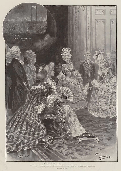 'A Royal Necklace, 'at the Imperial Theatre, the Scene in the Dauphins Bed-Room (litho)