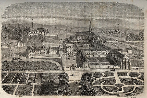 Abbaye de Chelles (Seine et Marne) - engraving in 'Histoire de France'