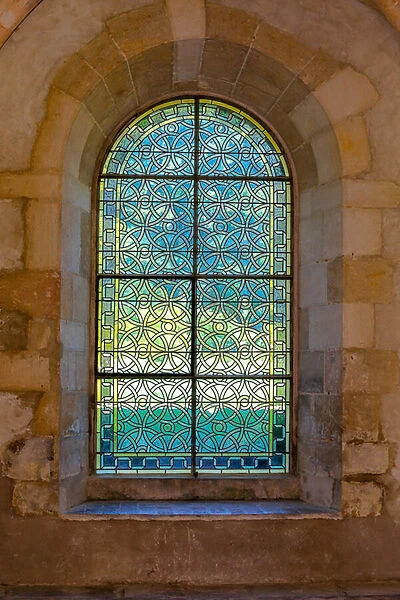 Abbey of Fontenay. Stained glass in the chapter house (photography)