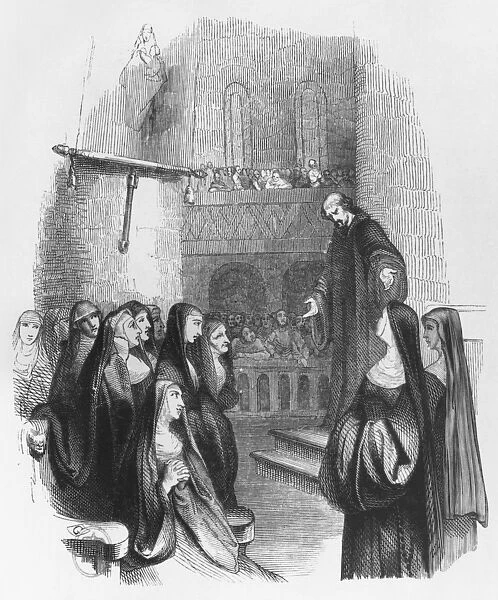 Abelard preaching at Paraclete, illustration from Lettres d Heloise et d Abelard