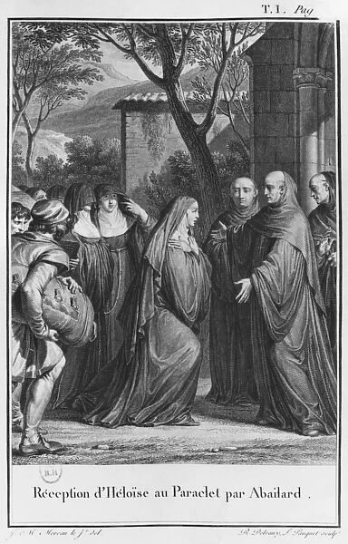 Abelard welcoming Heloise at Paraclete, illustration from Lettres d Heloise
