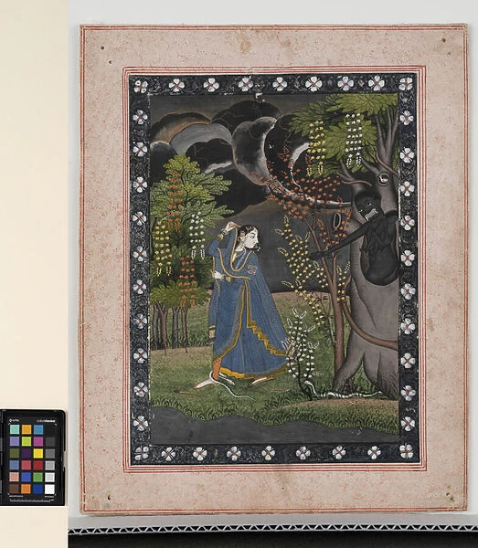 Abhisarika Nayika, c. 1820 (opaque pigments and gold on paper)