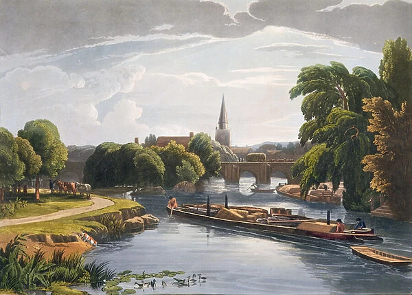 Abingdon Bridge and Church, engraved by Robert Havell the Younger (1793-1878