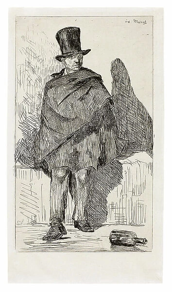 The Absinthe Drinker, 1862 (etching and plate tone in black on ivory laid paper)