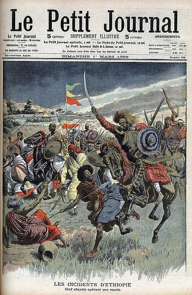 Abyssinian chief on a raid, Ethiopia, March 1908 (christians abyssinians fight moslem