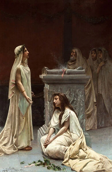 Academic art : The Vestals par Rico Cejudo, Jose (1864-1943), 1888-1895. Oil on canvas, 277x180. Ayuntamiento de Sevilla