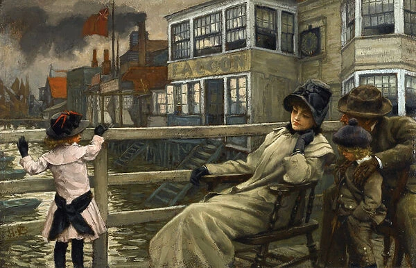 Academic art : Waiting for the ferry par Tissot, James Jacques Joseph (1836-1902)