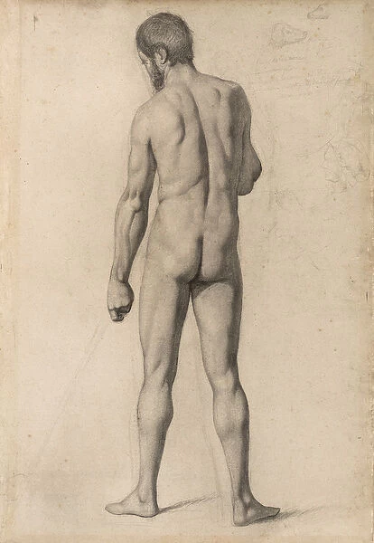 Academic nude, seen from the back, 1862 (charcoal and black chalk