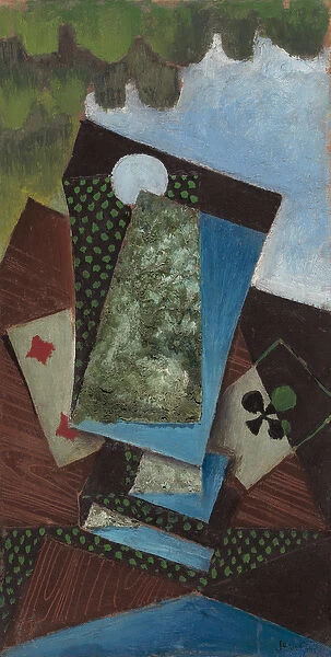 Ace of Clubs and Four of Diamonds, 1912 (oil on board)