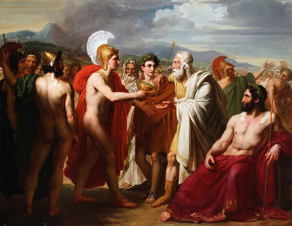 'Achille presente le prix de la sagesse a Nestor pendant les jeux d