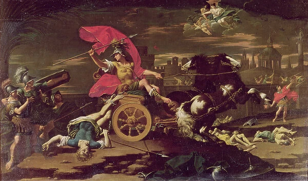 Achilles Dragging the Body of Hector around the Walls of Troy (oil on canvas)