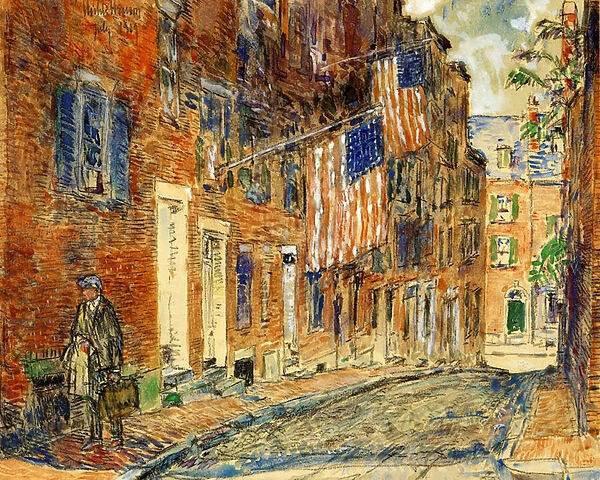 Acorn Street, Boston, 1919 (w  /  c on paper)