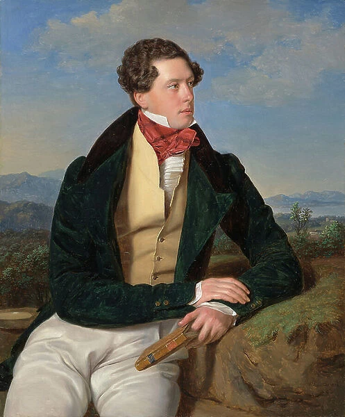 The Actor Maximilian Korn in a Landscape, 1828 (oil on panel)