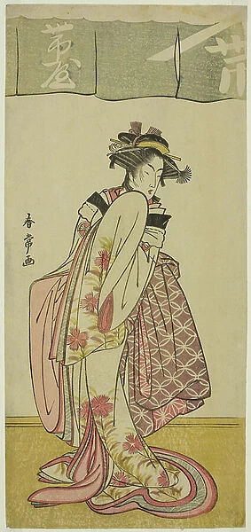 The Actor Segawa Kikunojo III as Shinanoya Ohan in the Play Kabuki no Hana Bandai Soga, Performed at the Ichimura Theater in the Third Month, c. 1786 (colour woodblock print; hosoban)