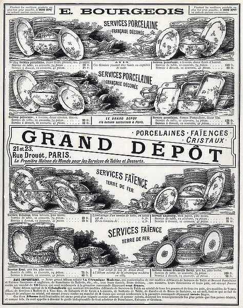 Advertising of 1889 for 'La Ceramic Moderne By Le Grand Depot De Porcelaines