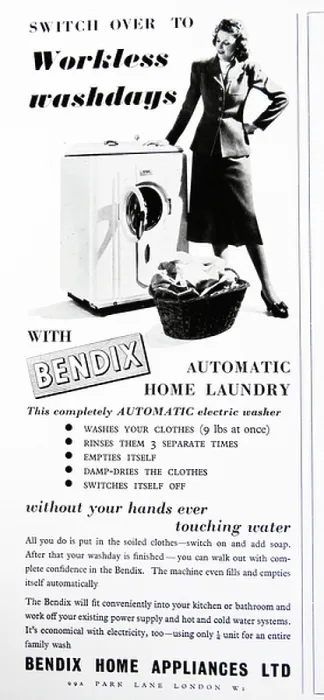 Framed Print : Advert for a Bendix automatic electric washer
