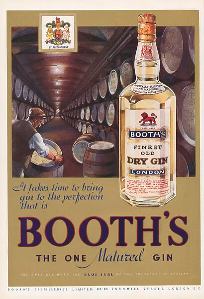 Advertisement for Booths Gin (colour litho)