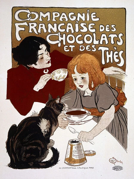 Advertising for the 'Compagnie francaise des chocolats et des teas'
