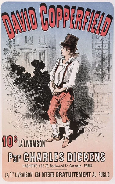 Advertisement for David Copperfield by Charles Dickens, 1884 (colour litho)