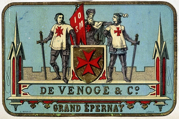 Advertising label of 'Venoge - Grand Epernay'(knights of Malta)