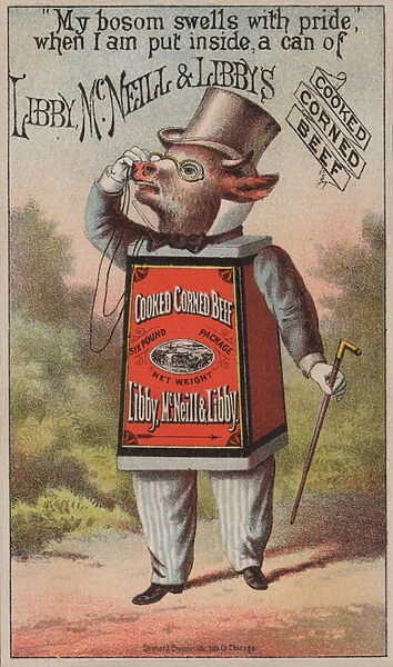 Advertisement for Libby, McNeill & Libbys cooked corned beef (chromolitho)