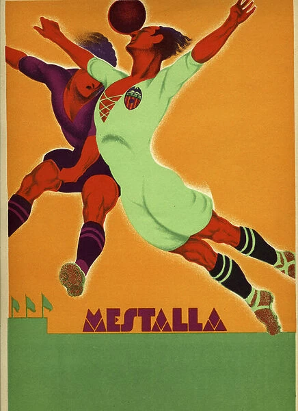 Advertisement for a match between Valencia and an English team at the Mestalla Stadium