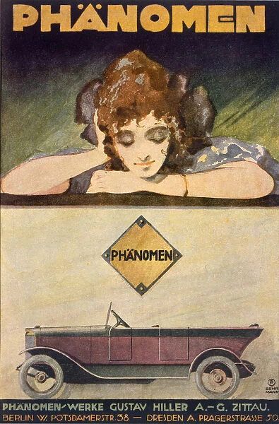 Advertisement for the Phanomen car, 1907-27 (colour litho)