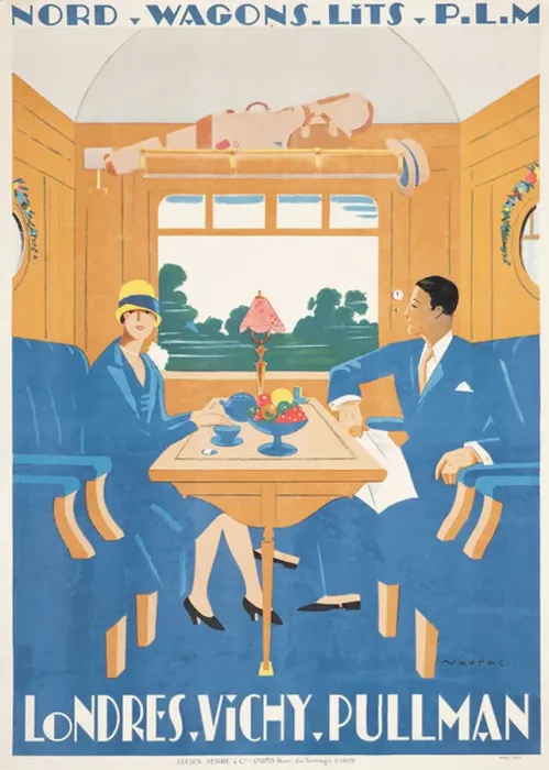 Framed Print : Advertising poster for the London to Vichy Pullman express train, 1927 (colour lithograph)