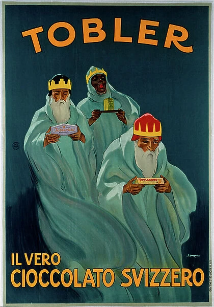 Advertising poster for Swiss chocolate Tobler representing the Magi. Illustration by Leopoldo Metlicovitz (1868-1944) Dim. 1, 4x0, 98 m Milan, private collection
