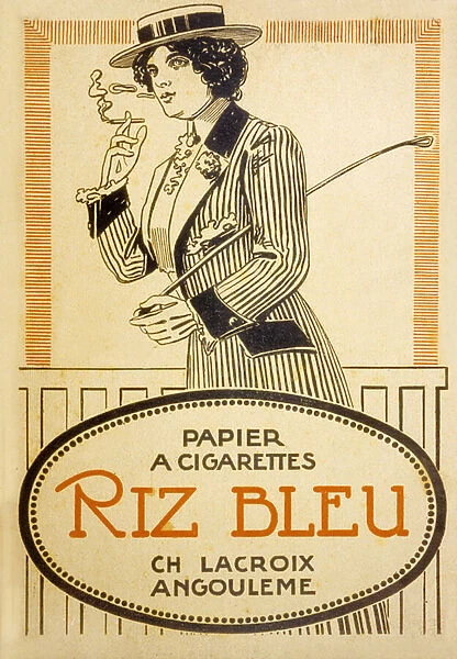 Advertisement for Riz Bleu Cigarettes, 1914 (colour litho)