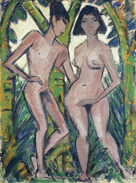 Adam and Eve, c.1913-22 (limewater colour on hessian)