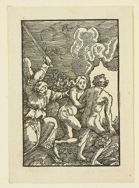 Adam and Eve Driven from Paradise (woodcut)