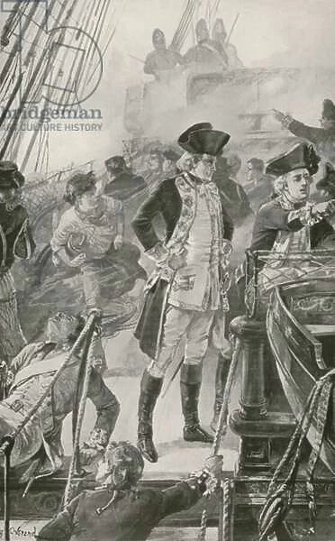 Admiral Rodney Directs the Battle on Board the Formidable (litho)