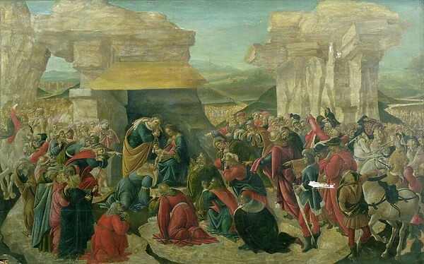 Adoration of the Magi, c. 1480 (tempera on panel) (damaged)