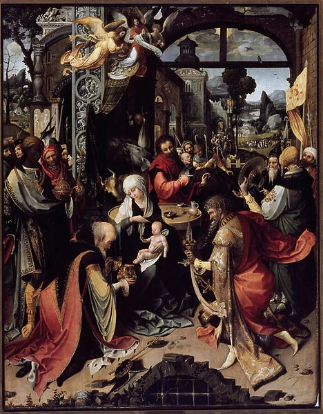 The adoration of the magi (Central panel) (oil on panel, circa 1520)