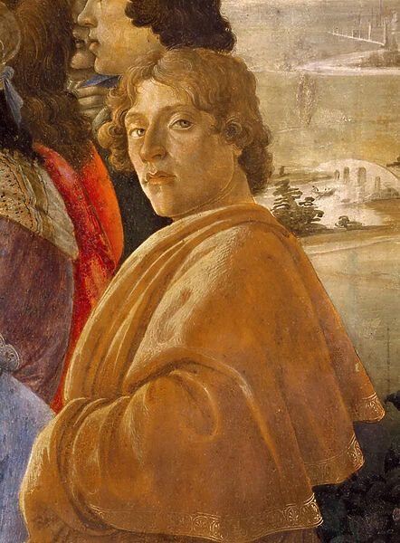 The Adoration of the Magi. Detail: Self-portrait par Botticelli, Sandro (1445-1510)