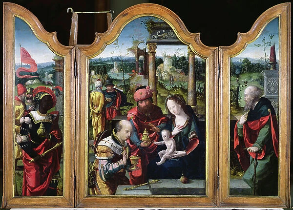The Adoration of the Magi (oil on panel) (see 231760 for verso)