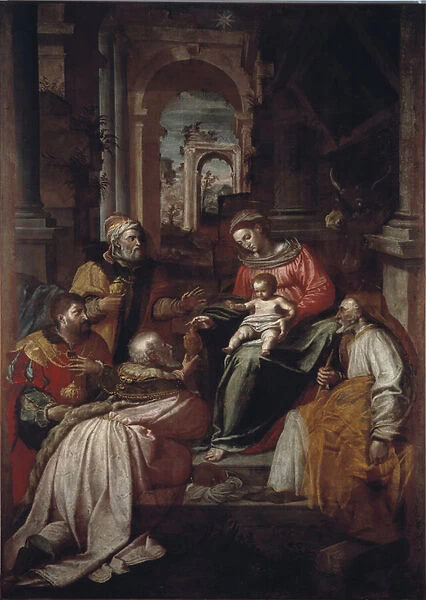 Adoration of the Magi Painting by Giovanni Battista Perolli (16th century) 1567 Genes, Museo Diocesano