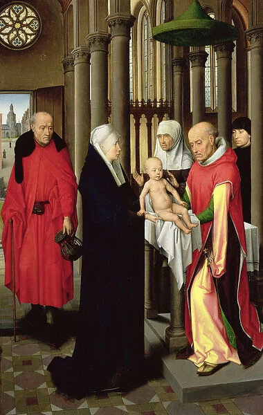 Adoration of the Magi: Right wing of triptych, depicting the Presentation in the Temple, c