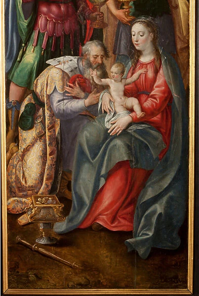 Adoration of the Magi, Triptych, Right panel, detail, painting on wood