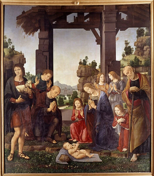 Adoration of the Shepherds Painting by Lorenzo di Credi (1458-1537) 15th century Sun