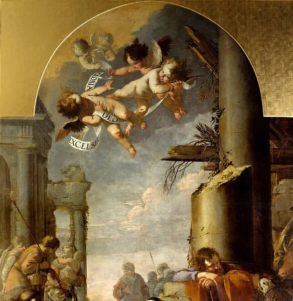 The Adoration of the Shepherds Detail representing the angels