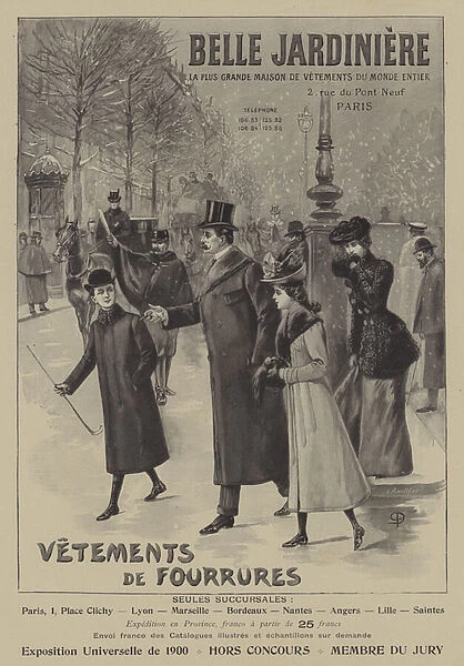 Advertisements for fur garments from Belle Jardiniere, Paris (litho)