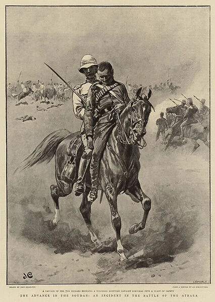 The advance in the Soudan, an Incident in the Battle of the Atbara (litho)